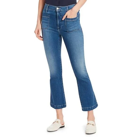 FRAME Le Bardot Crop Flare Jeans Size 28 Madera Prim Stretch - Picture 2 of 9